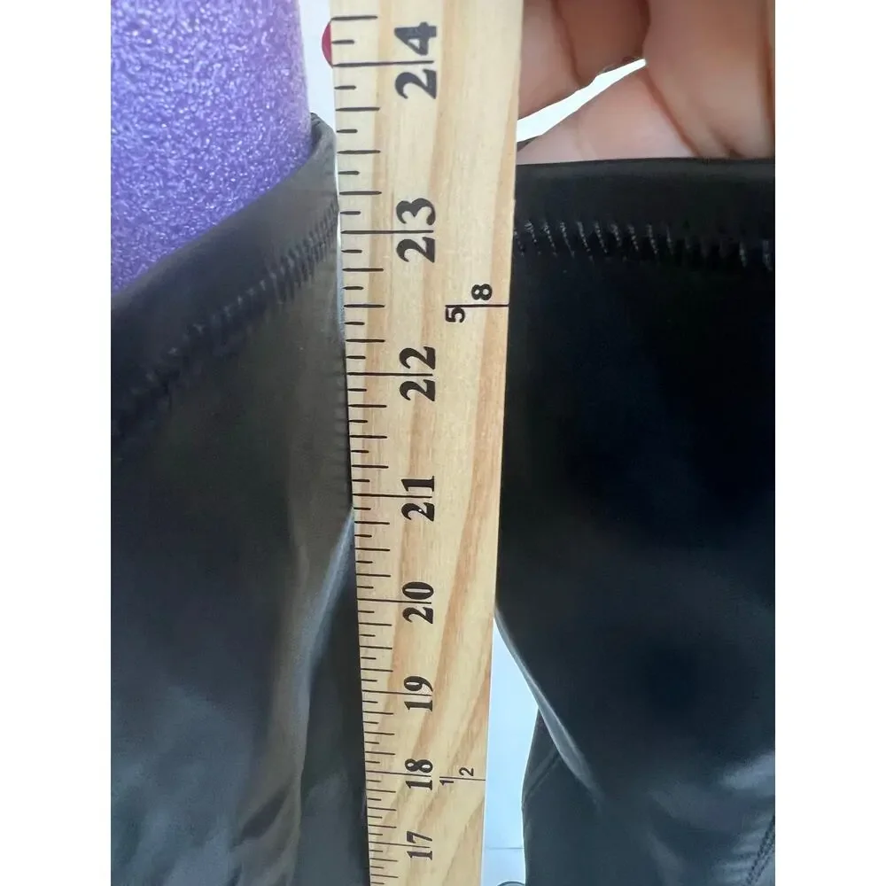 NWT Zara Tall Over The Knee Black Vegan Leather Square‎ Toe Pull On Boots Sz 9
